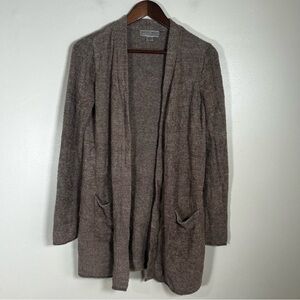 Barefoot Dreams Cozy Chic Cardigan Long Sleeve Open Front Pockets Taupe Size S